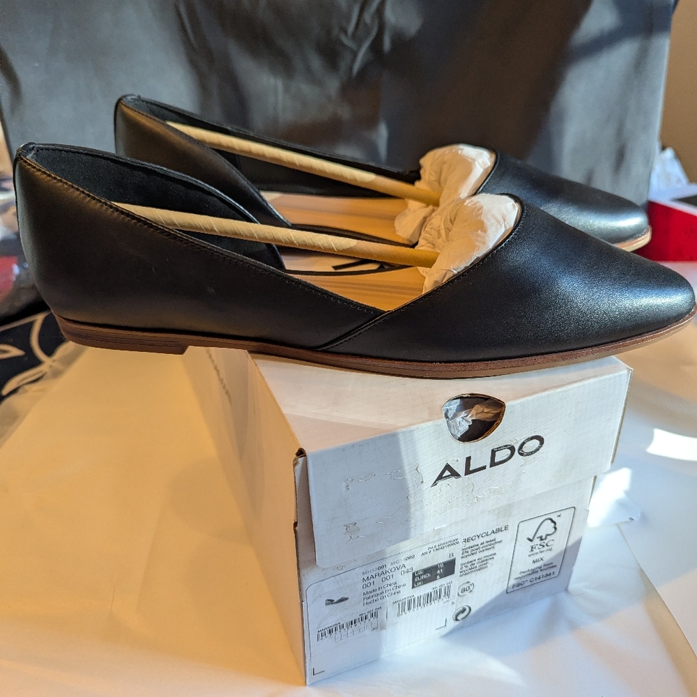 ALDO Marakova Black Leather Loafers for Women Size 10 Flat New